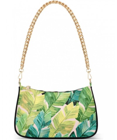 Banana Leaves Tropical Summer Shoulder Bag for Women Hobo Bags Small Chain Shoulder Bags Clutch Handbag Tote Crossbody Bag Pu...