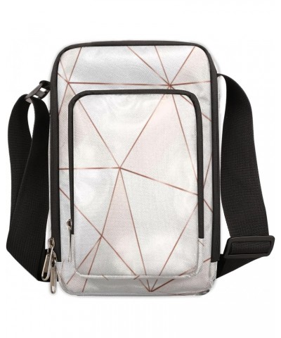 Pink Marble Geometric Cross Body Bags Trendy Cross Body Cell Phone Purse Wallet Shoulder Bag Small Travel Crossbody Bag with ...