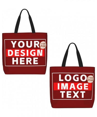 Custom Bags with Team Photo Text Logo Custom Tote Bags for Small Business Personalized Tote Bags In Bulk Women Girls Maroon $...