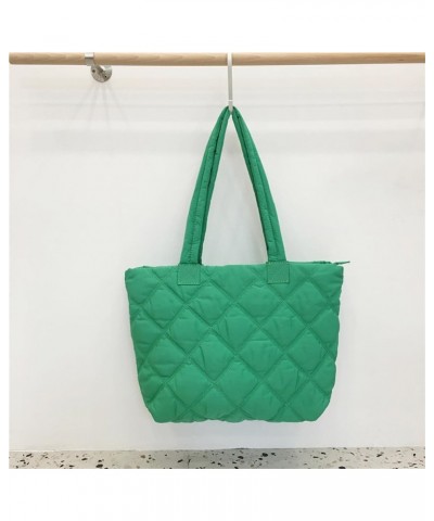 Quilted Tote Bag for Women Puffer Shoulder Bag Puffy Padding Quilted Bag Trendy Lightweight Hobo Handbag A03-green $17.39 Totes