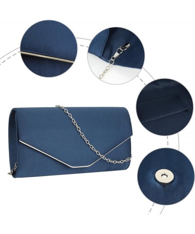 Women Satin Evening Clutch Handbag Detachable Chain Crossbody Shoulder Bag Wedding Bridal Purse Royal Blue $23.47 Evening Bags