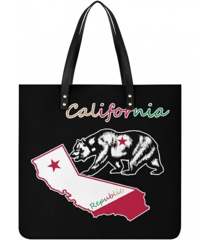 California Republic and Grizzly Womens PU Leather Tote Bag Large Capacity Shoulder Purse Versatile Handbags $20.50 Totes