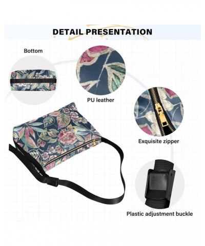 Hobo Handbag Crossbody Colorful Flowers and Leaves Trendy PU Leather Shoulder Bags Purses Large Casual Sling Tote Bag Messeng...