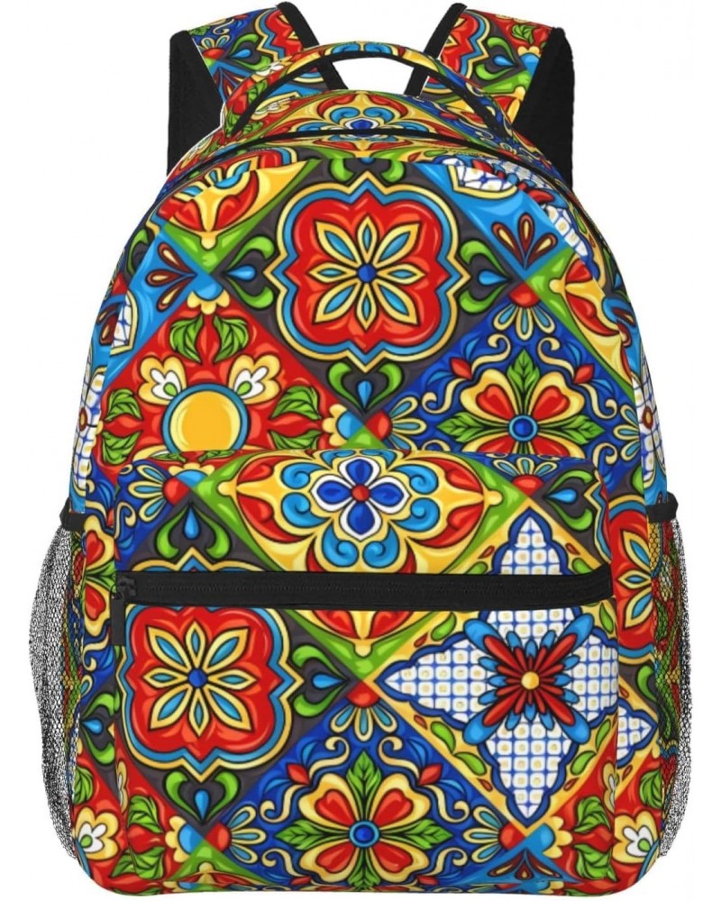 Mexican Ceramic Tile Stylish And Lightweight Backpack,Comfortable To Carry,Multi-Pocket Design,23l Capacity,Easily Meet Your ...