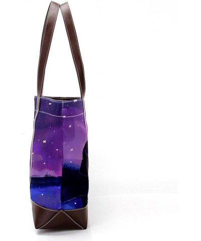 Tote Bags, Large Tote Bag, Tote Bag with Zipper, Purple Aurora Polar Bear Animal, Tote Bag for Work Design 1373 $27.35 Totes