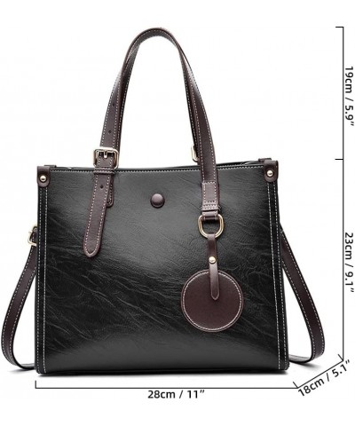 Top Handle Handbag for Women Soft Faux Leather Shoulder Bag Large Capacity Crossbody Bag Retro Satchel Coffee $22.67 Totes