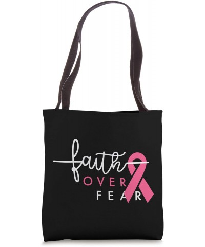 Breast Cancer Survivor Faith Over Fear Gift for Women Tote Bag $10.08 Totes