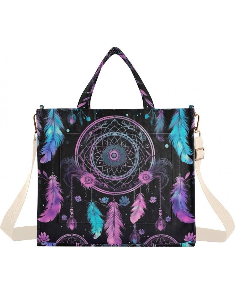 Dream Catcher Corduroy Tote Bag for Women Hobo Crossbody Bag Purse Stylish Shoulder Handbag Messenger Bags, S $10.10 Totes